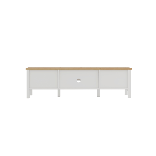 White tv stand with oak top top